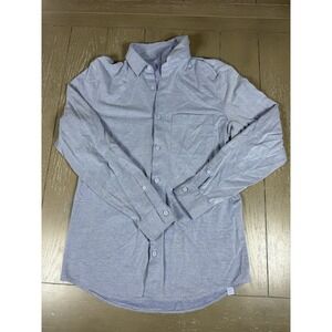 Lululemon  Button Up Long Sleeve Mens Shirt Sz-S 19" Commission Blue Pocket